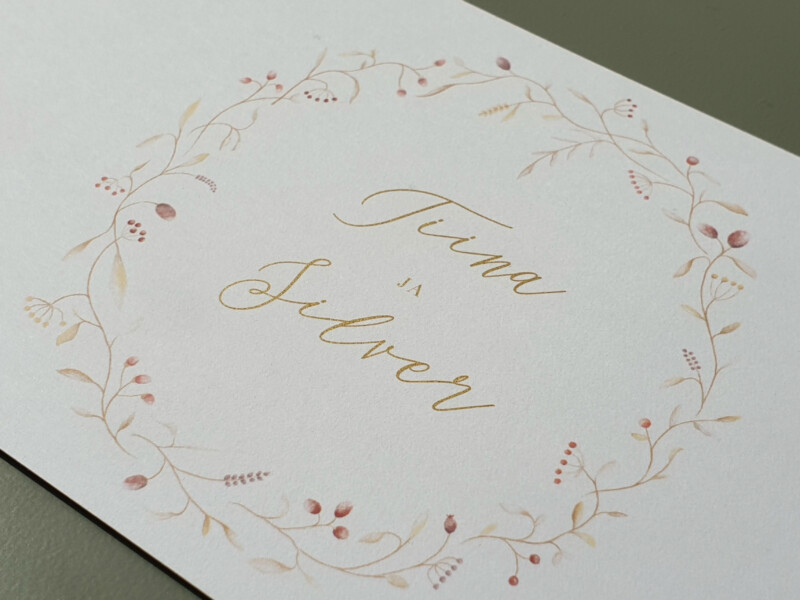 kuldse trükiga pulmakutsed