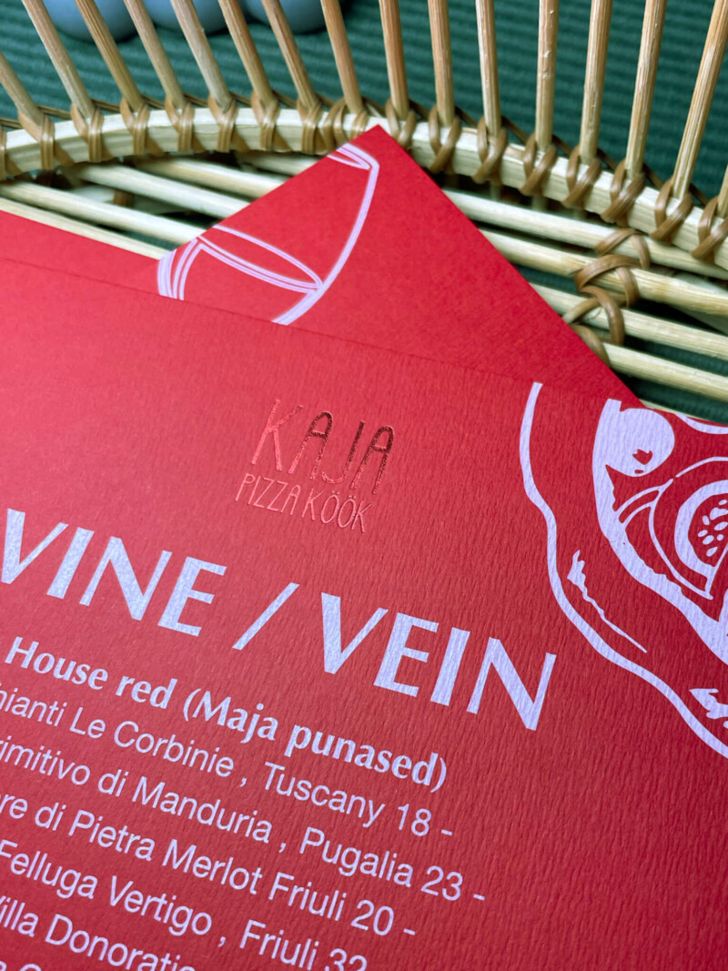 pitsarestorani Kaja veinikaardid