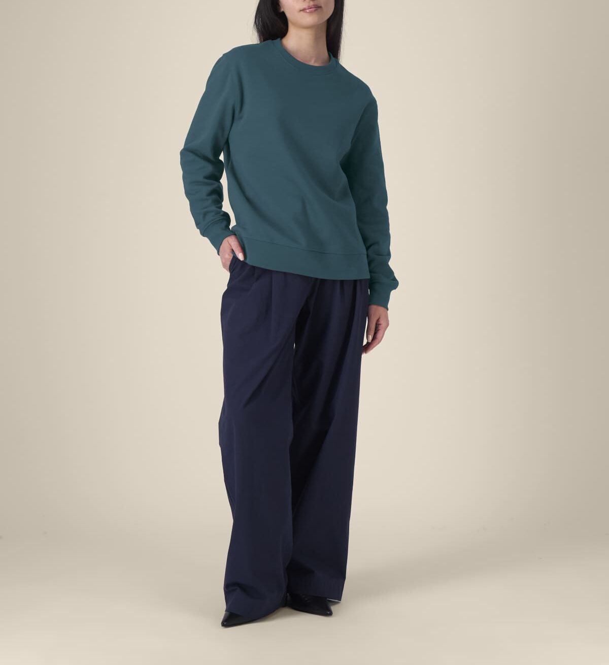 Unisex crewneck taaskasutatud puuvillaga Thinker